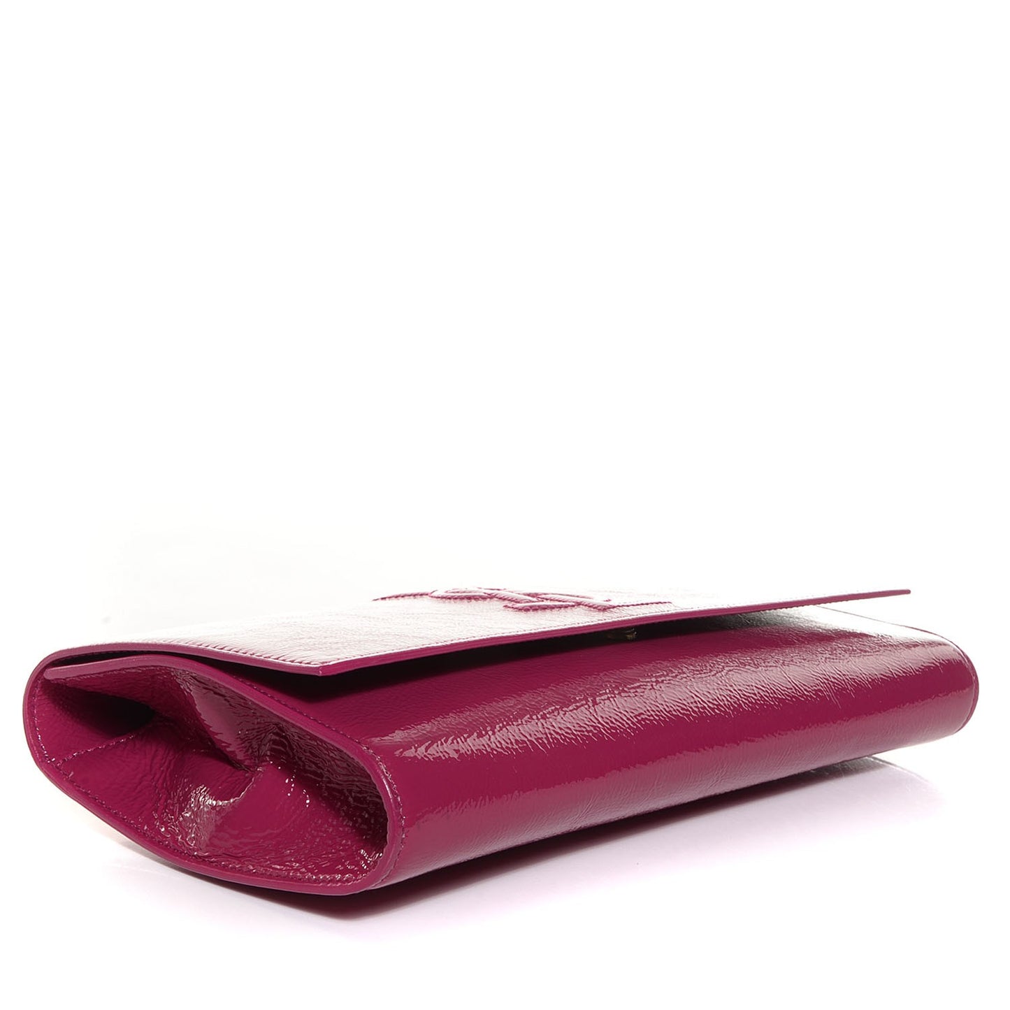 Textured Patent Monogram Large Belle De Jour Clutch Fuchsia