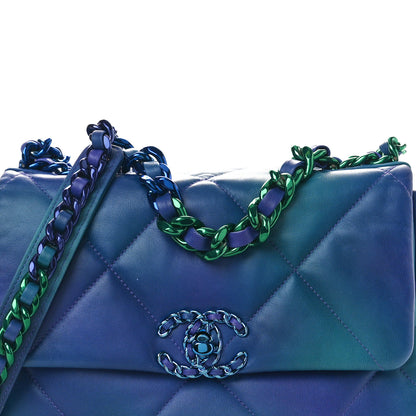 Chanel Tie Dye Calfskin Quilted Medium Chanel 19 Flap Blue Purple 8 of 10