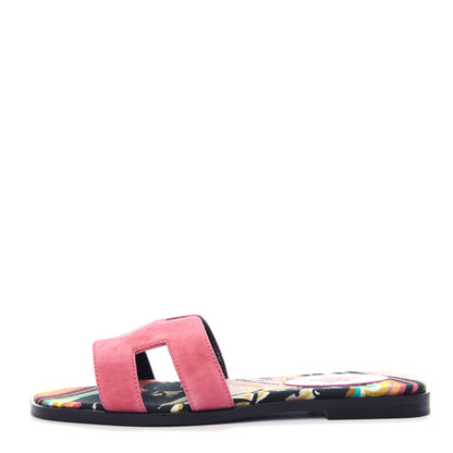 Hermes Suede Goatskin Oran Sandals 36.5 Rose De Venice 1 of 11