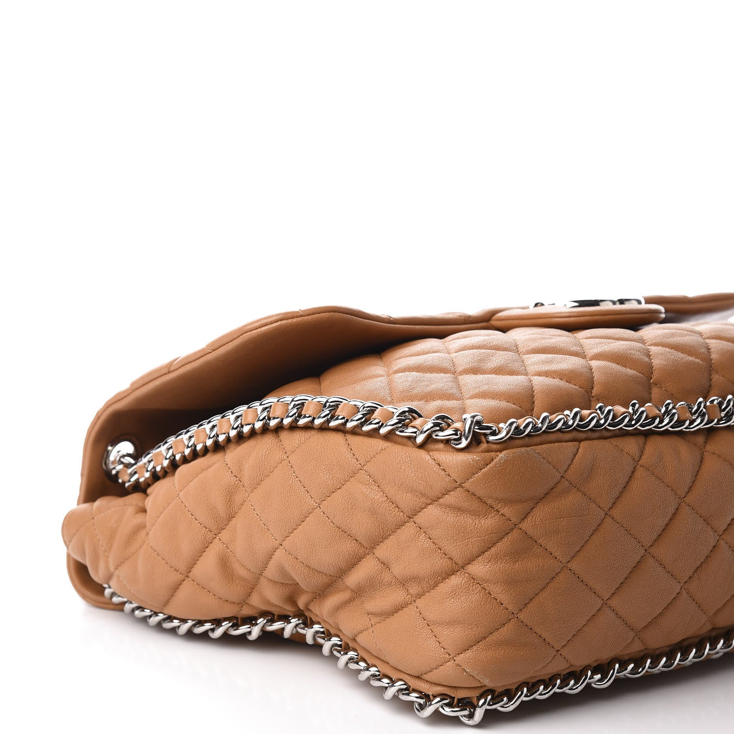 Chanel Washed Lambskin Chain Around Maxi Flap Bag Dark Beige 7 of 10