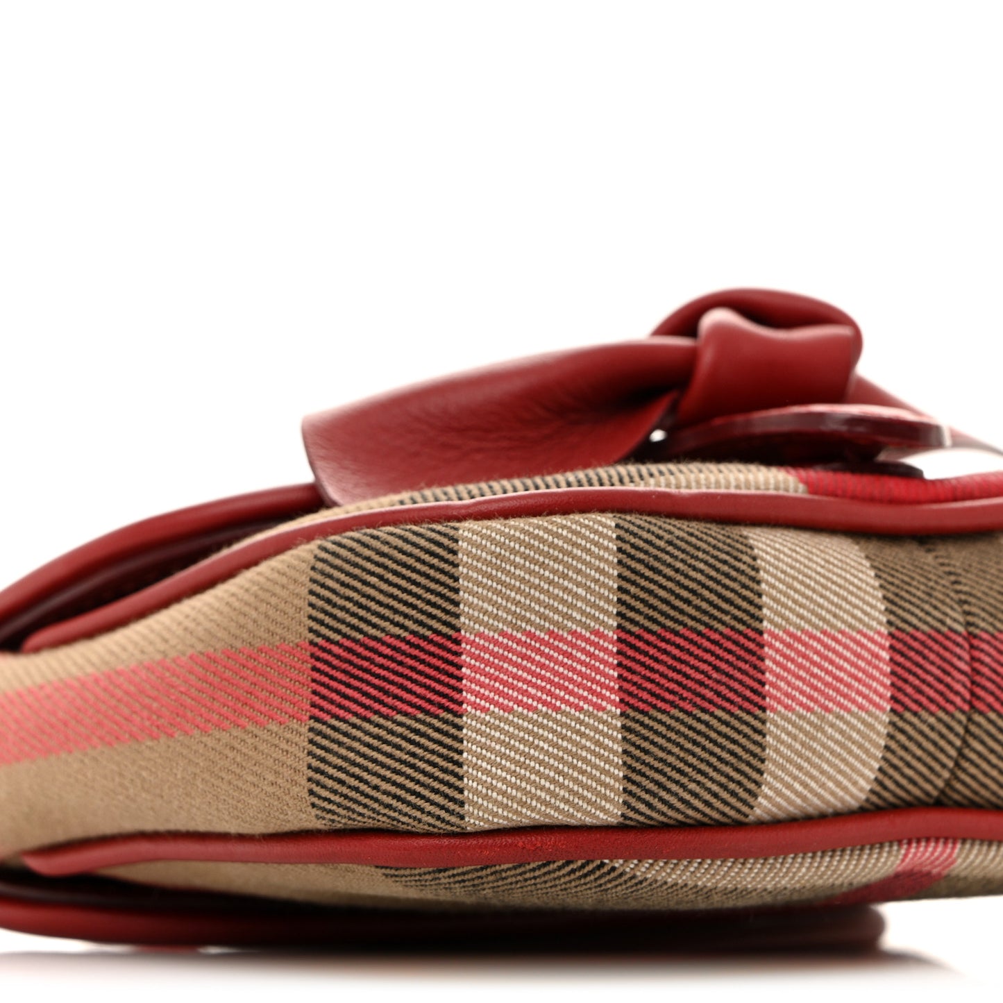 Calfskin Heart Print House Check Crossbody Beige