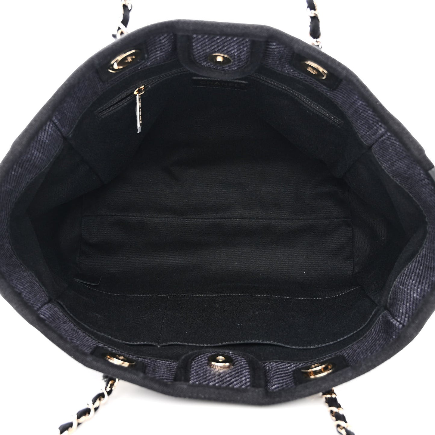 Mixed Fibers Calfskin Small Deauville Tote Black