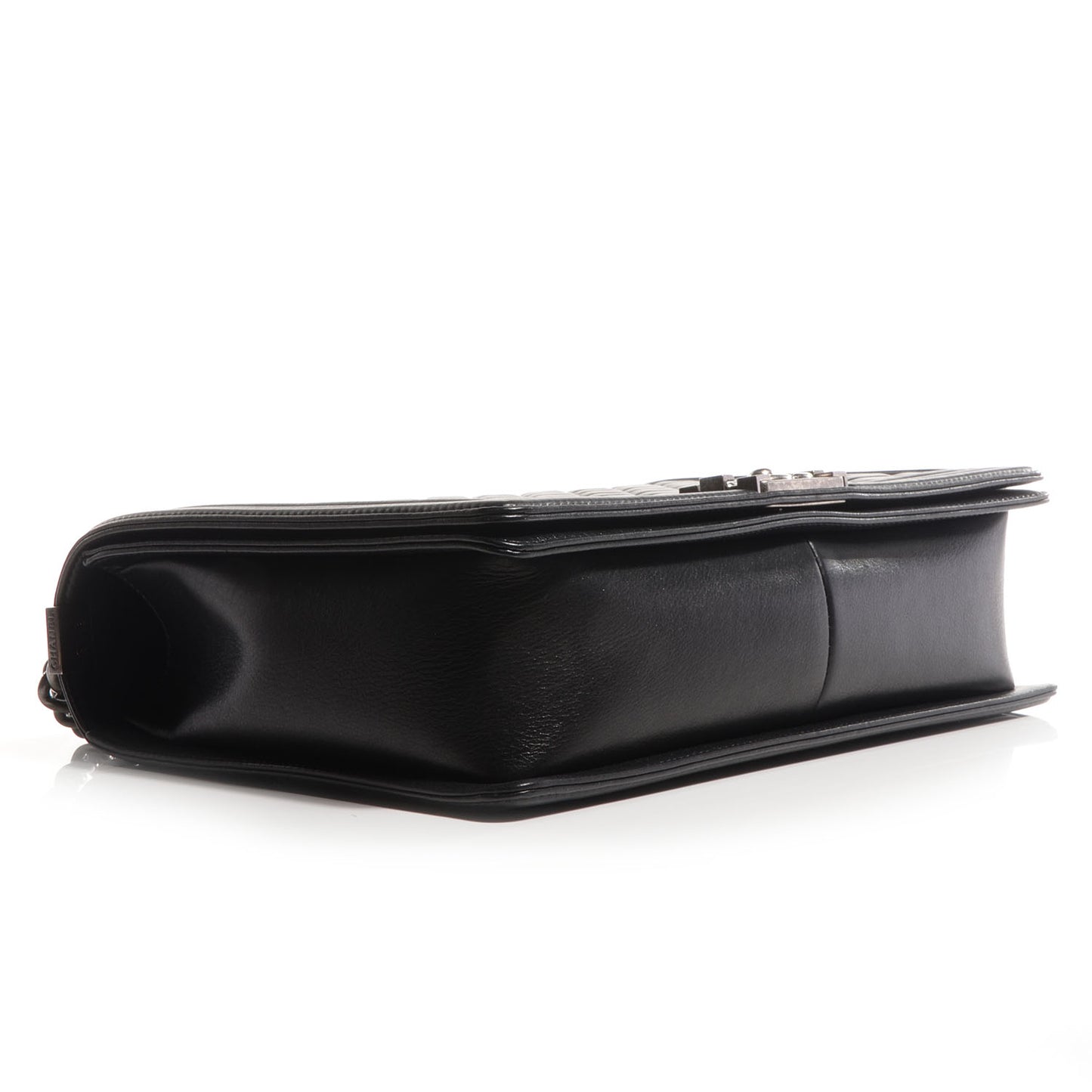 Metallic Calfskin Large Boy Flap Black
