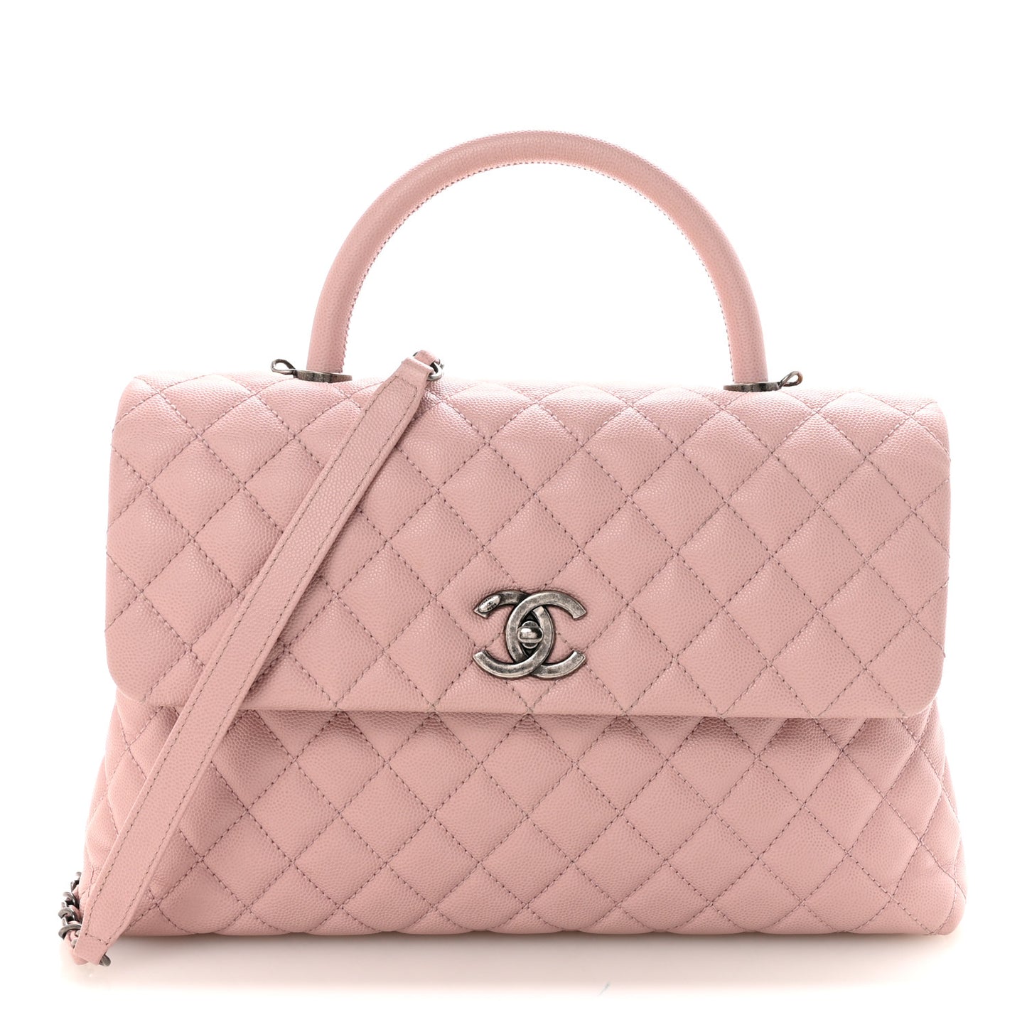 Caviar Quilted Medium Coco Handle Flap Light Pink