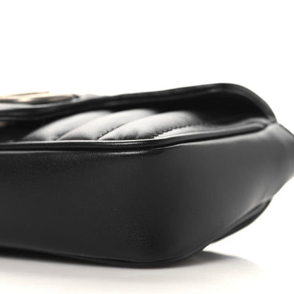 Gucci Calfskin Matelasse Aria Super Mini GG Marmont Shoulder Bag Black 10 of 11