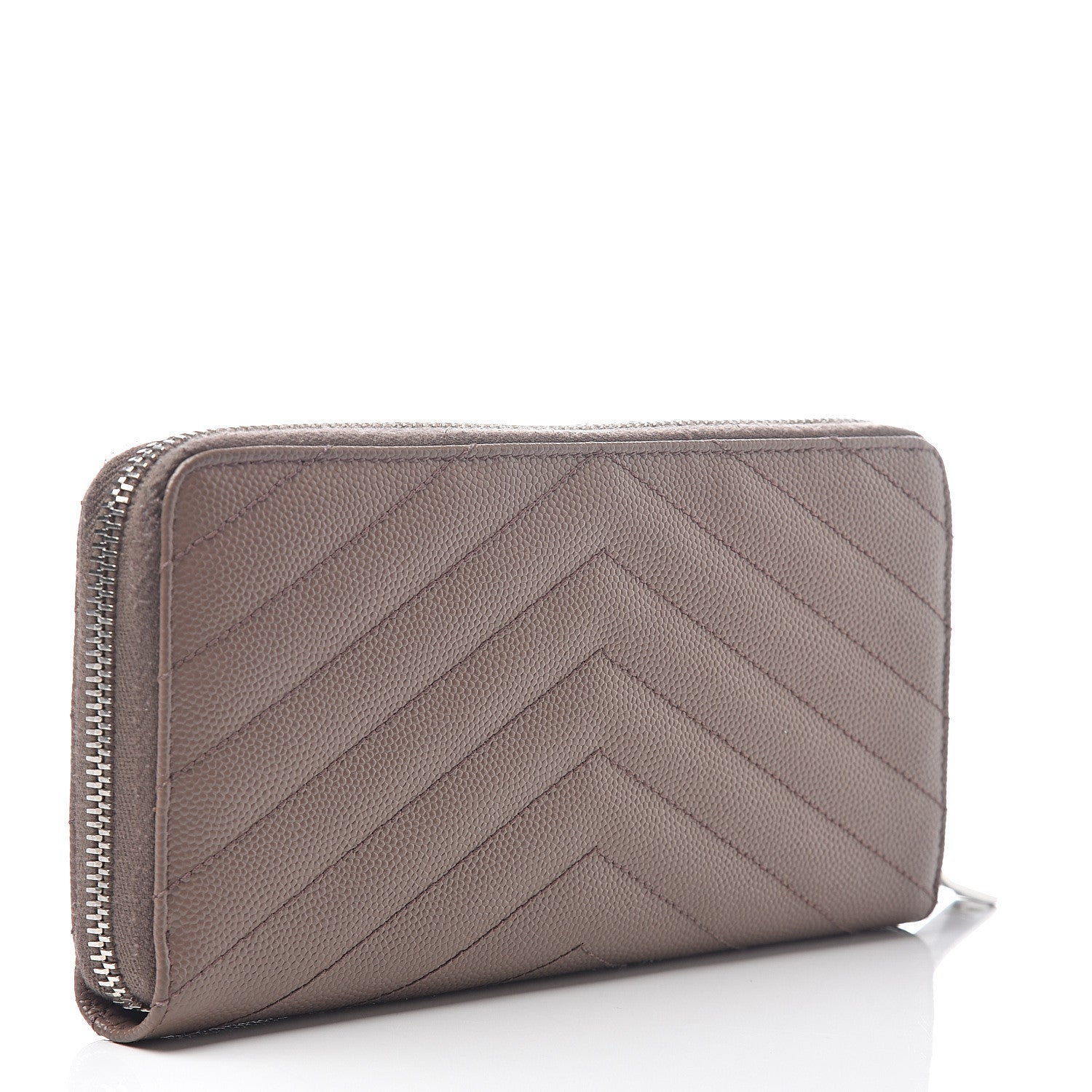 Saint Laurent Grain De Poudre Matelasse Chevron Monogram Zip Around Wallet Fard 2 of 6