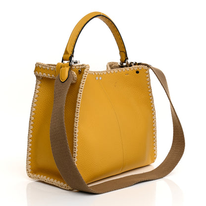 Fendi Cuoio Romano Selleria Raffia Bi-Color Woven Medium Peekaboo X-Lite Sunflower Paglia 4 of 25