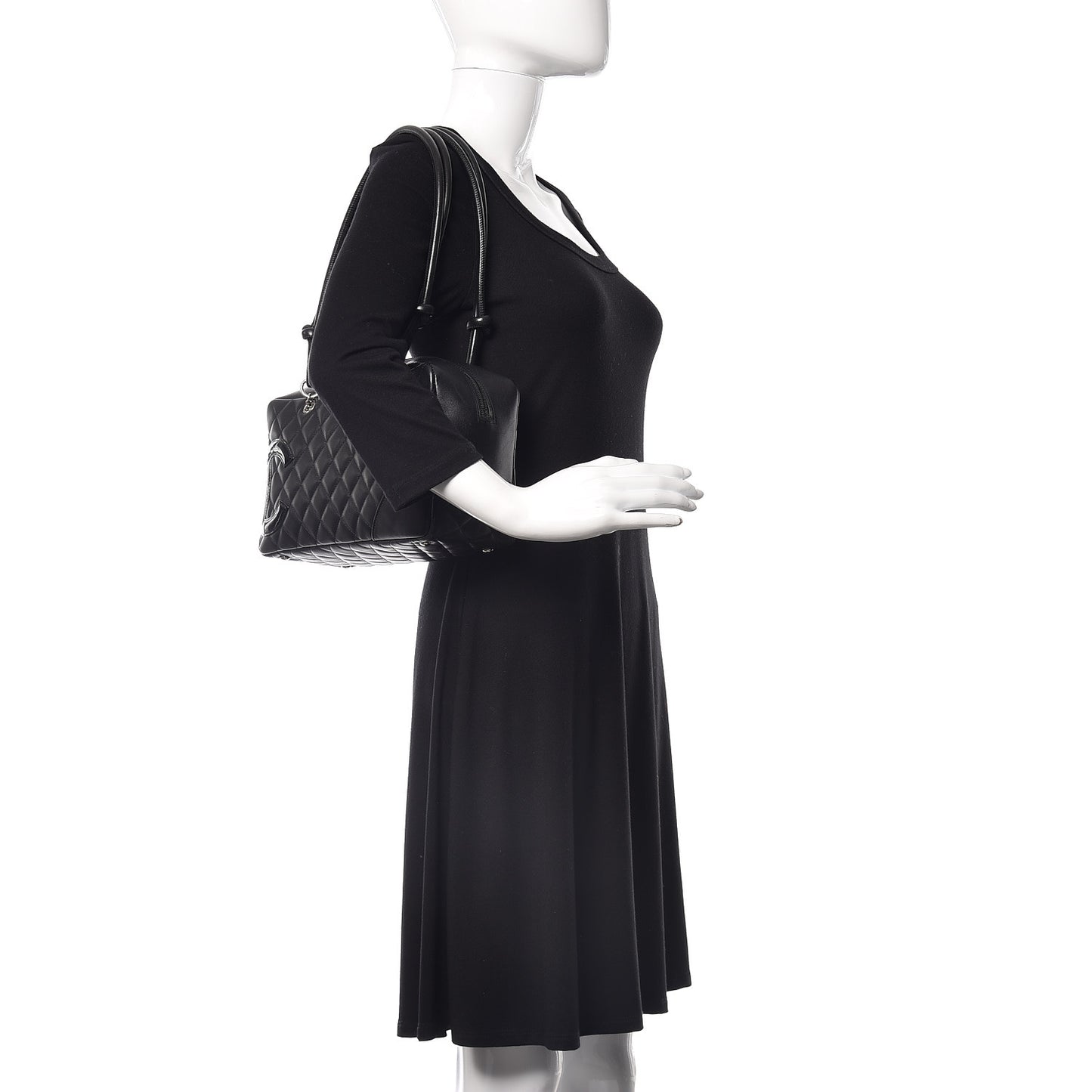 Calfskin Quilted Large Cambon Bowler Black