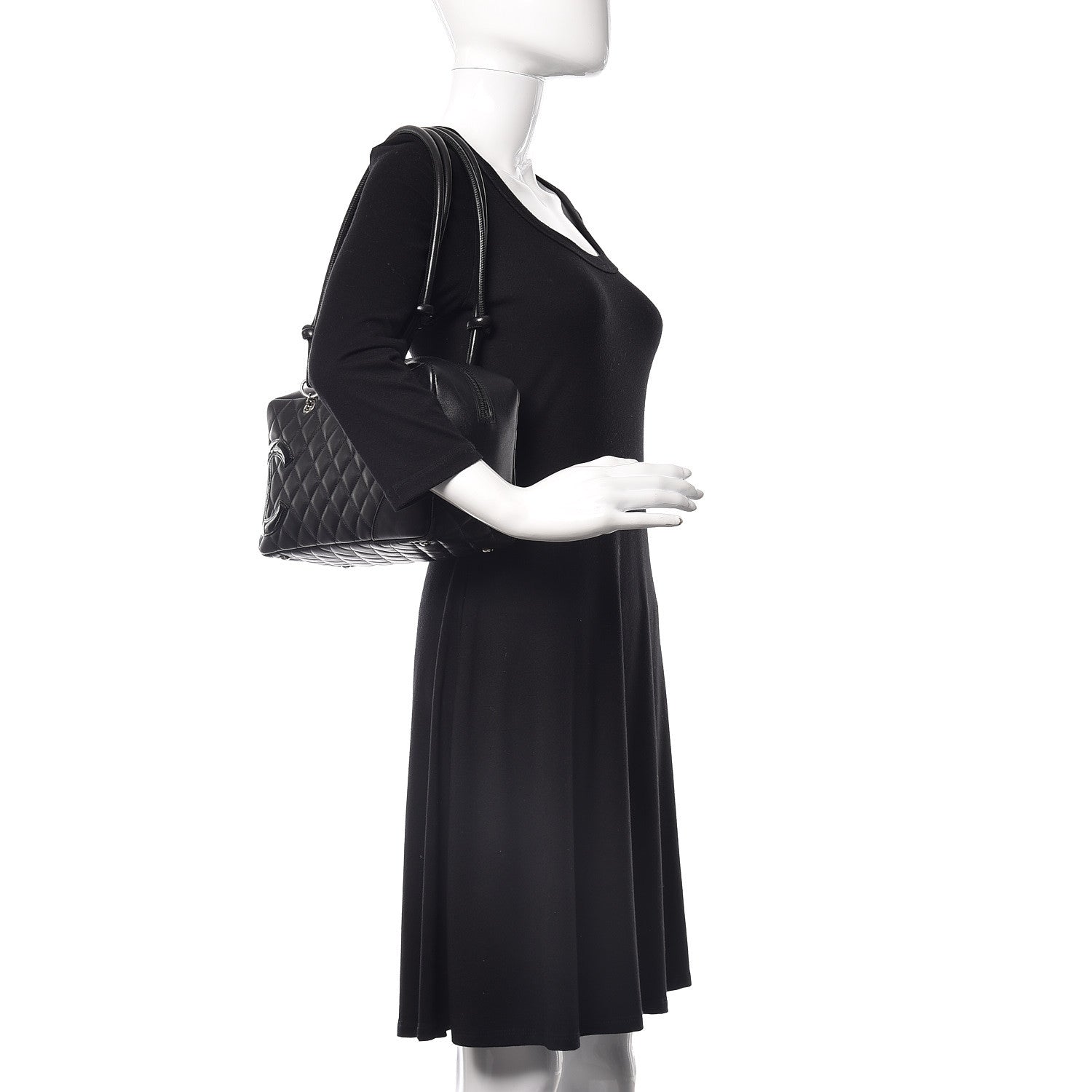 Chanel Calfskin Quilted Large Cambon Bowler Black 2 of 13