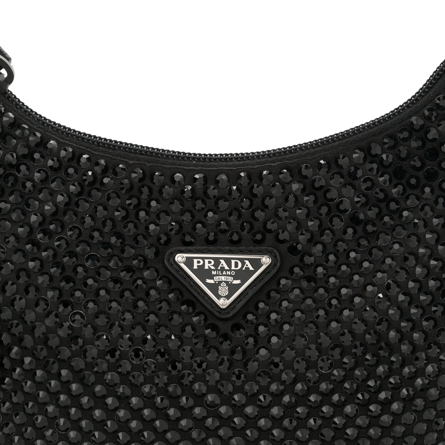 Satin Crystal Mini Re-Edition 2000 Bag Black