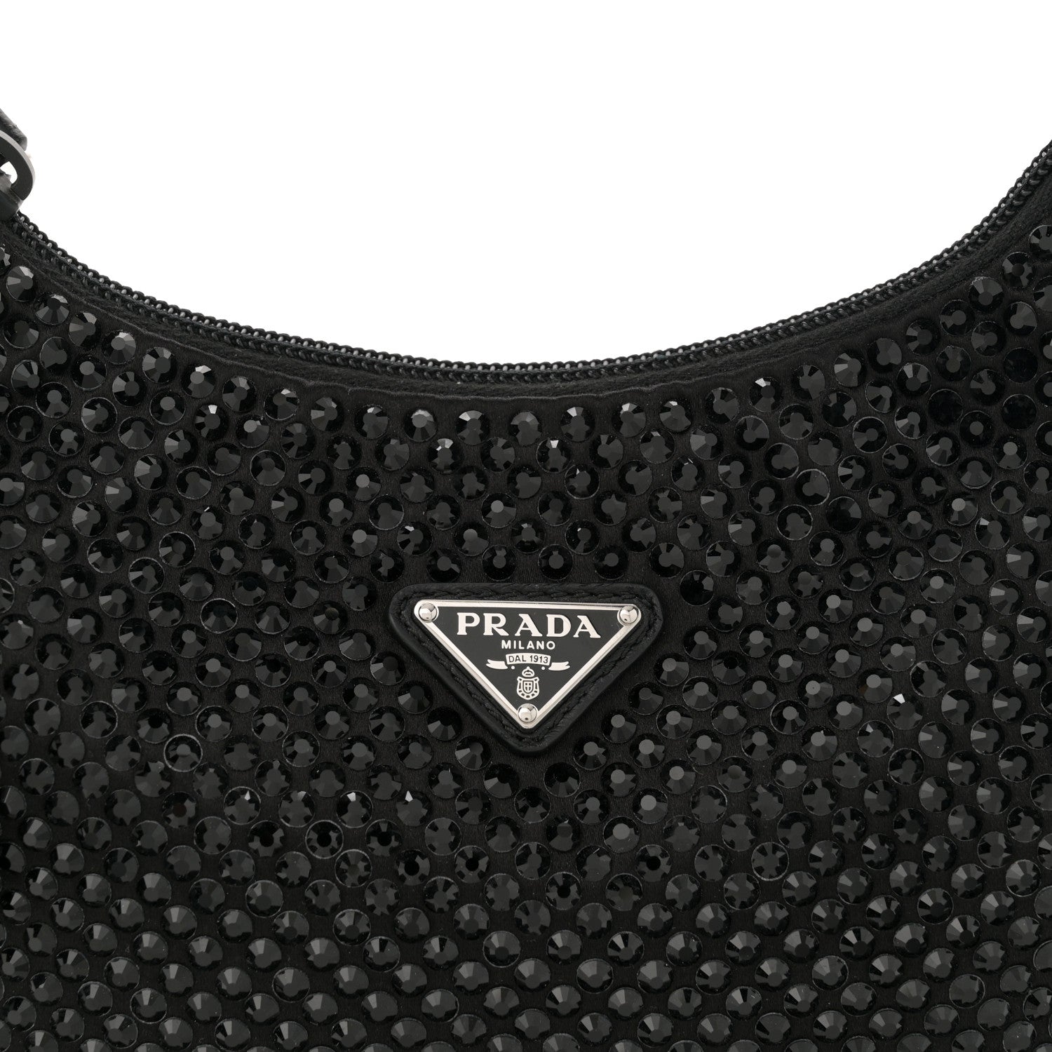 Prada Satin Crystal Mini Re-Edition 2000 Bag Black 8 of 10