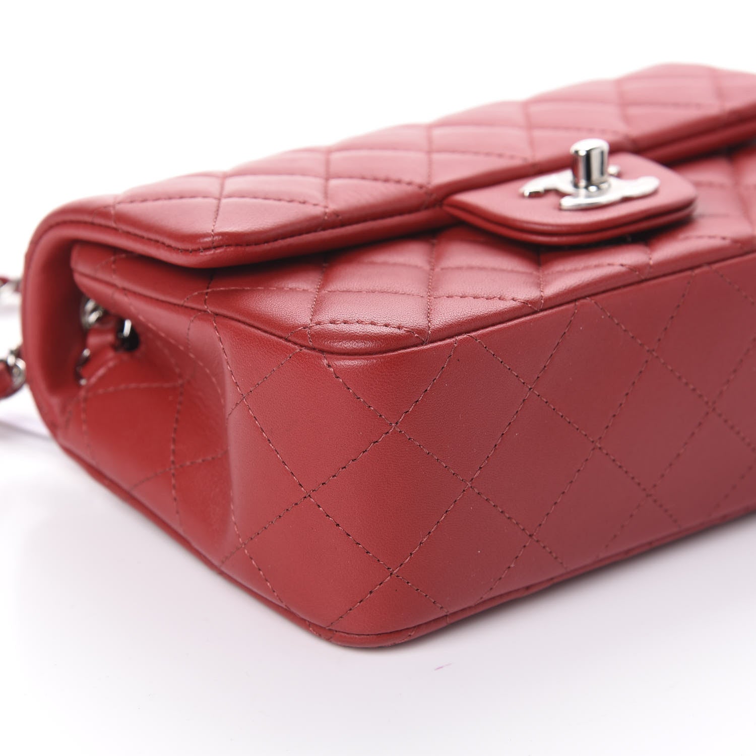 Chanel Lambskin Quilted Mini Rectangular Flap Red 9 of 10