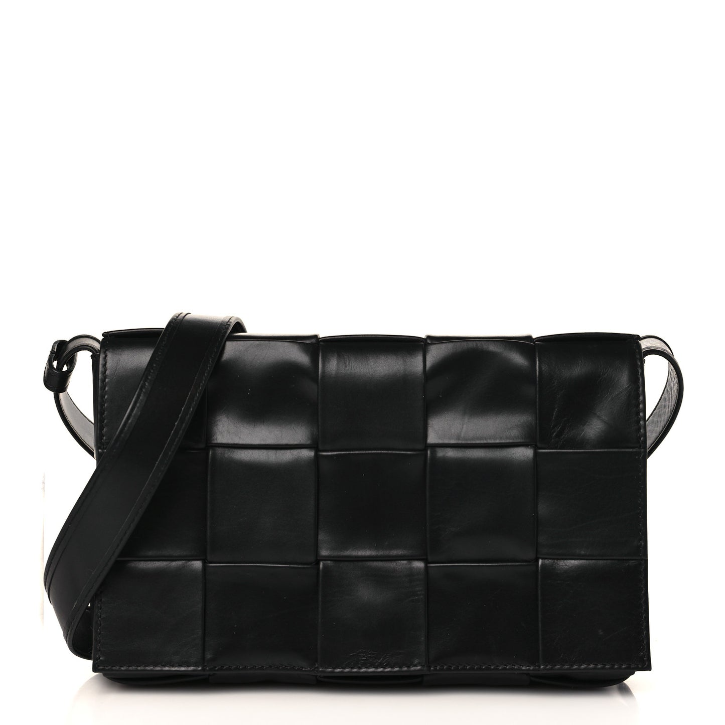 Paper Calfskin Maxi Intreccio Cassette Crossbody Bag Black