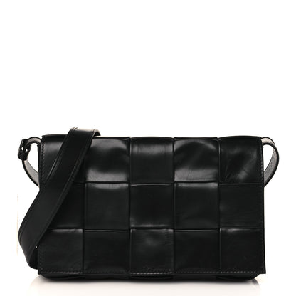 Bottega Veneta Paper Calfskin Maxi Intreccio Cassette Crossbody Bag Black 1 of 8