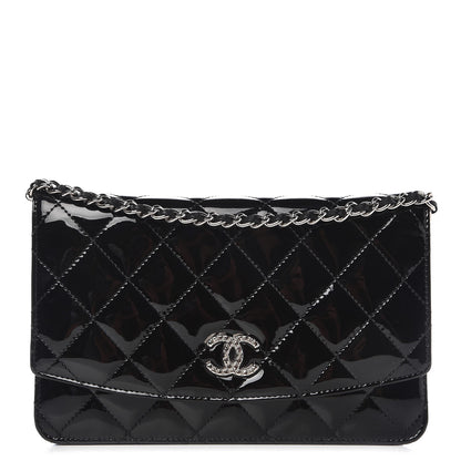Chanel Patent Quilted Brilliant Wallet On Chain WOC Black 1 of 10