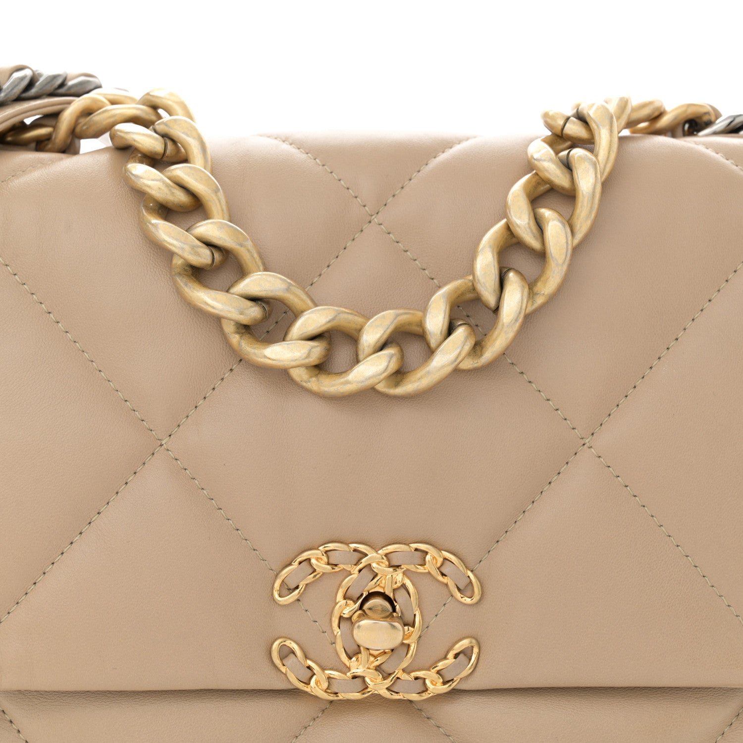 Chanel Lambskin Quilted Large Chanel 19 Flap Dark Beige 8 of 11