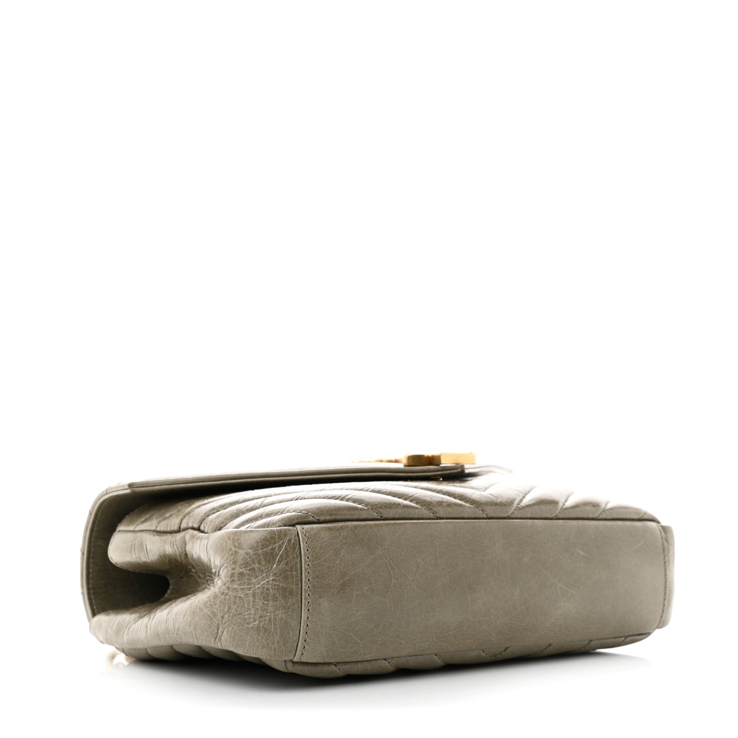 Saint Laurent Waxed Calfskin Matelasse Chevron Medium Monogram College Bag Fog Gray 4 of 12