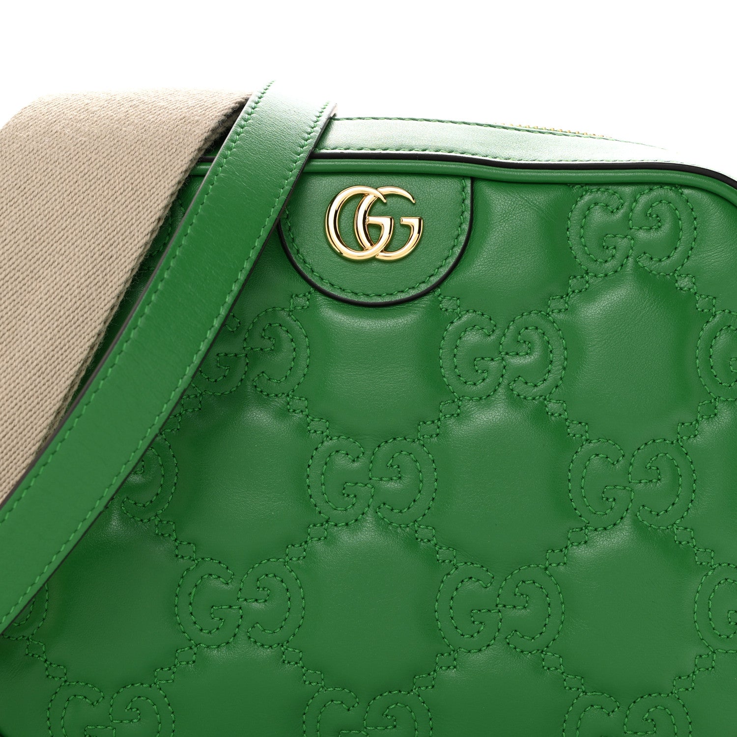 Gucci Calfskin GG Matelasse Shoulder Bag Spring Green Natural 8 of 10