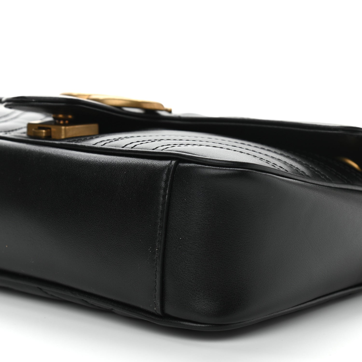 Gucci Calfskin Matelasse Small GG Marmont Shoulder Bag Black 10 of 10