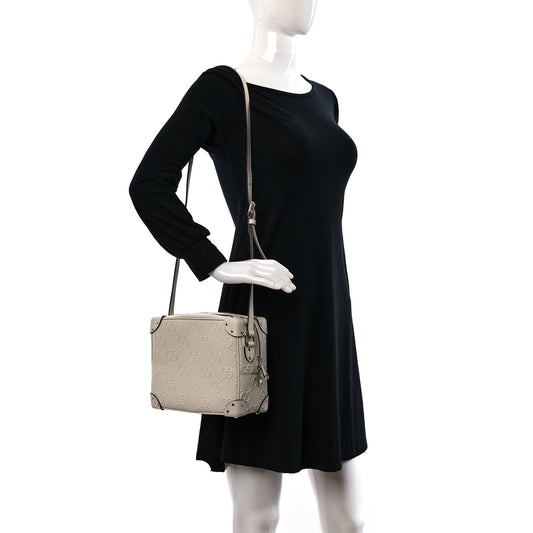 Calfskin GG Tennis Embossed Square Messenger Bag Mystic White