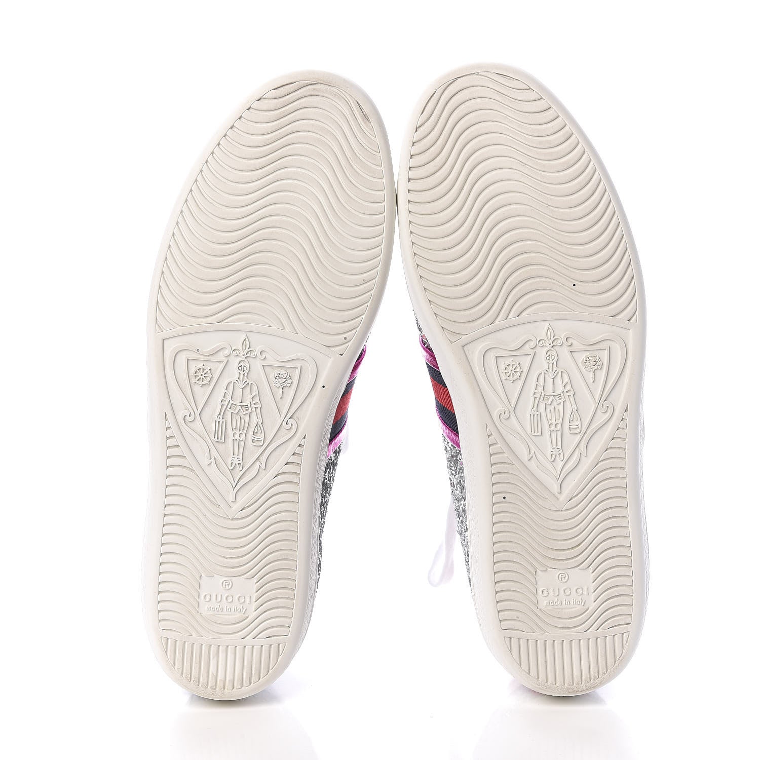 Gucci Glitter Web Womens Ace Sneakers 38.5 Silver 7 of 14