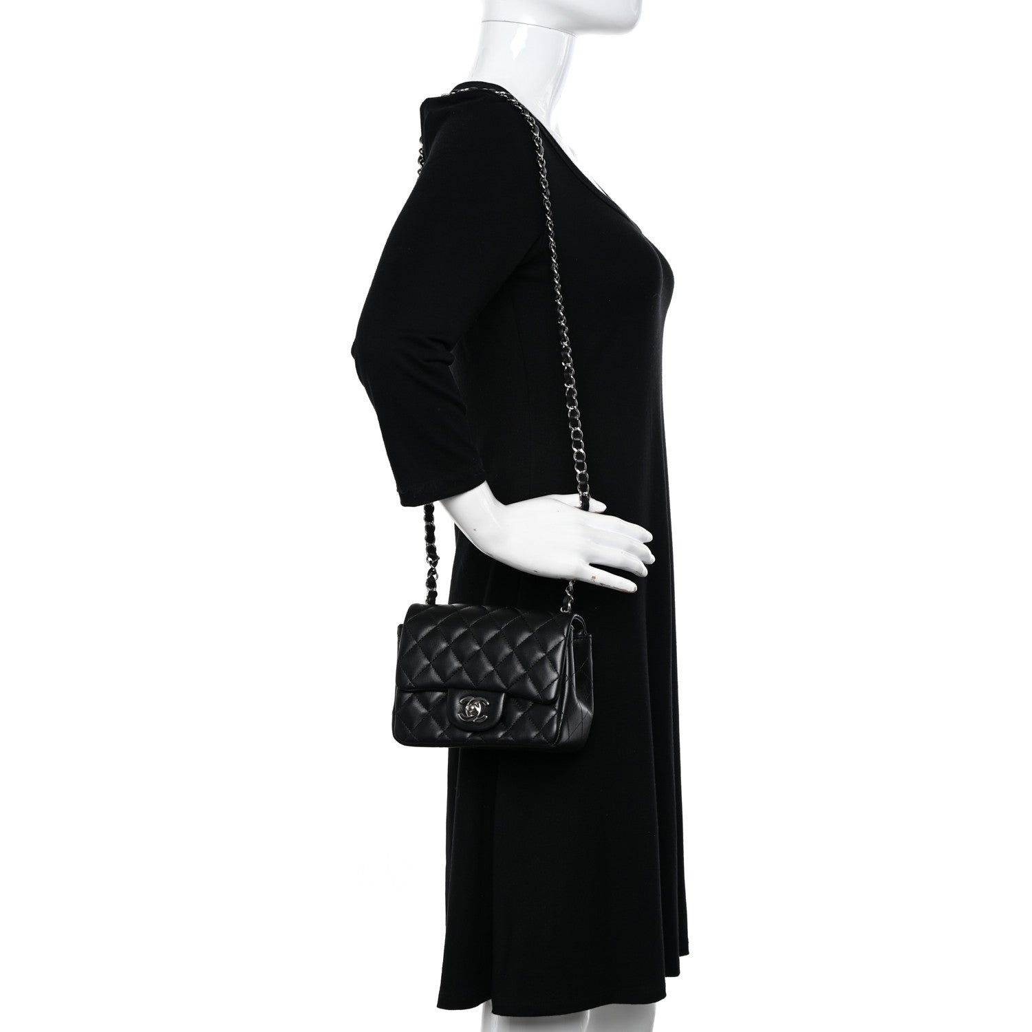 Chanel Lambskin Quilted Mini Square Flap Black 2 of 12