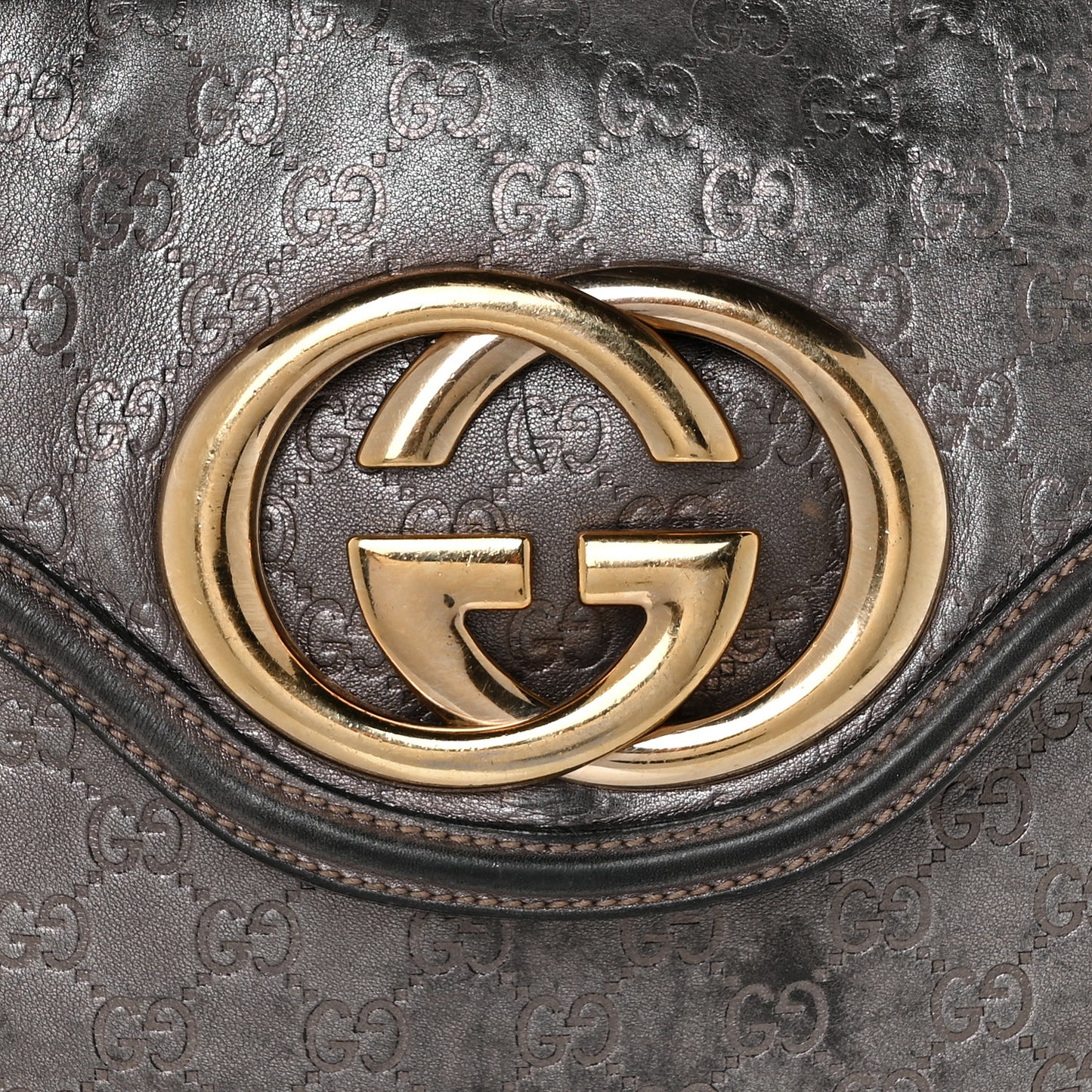 Guccissima Britt Tassel Shoulder Bag Gunmetal