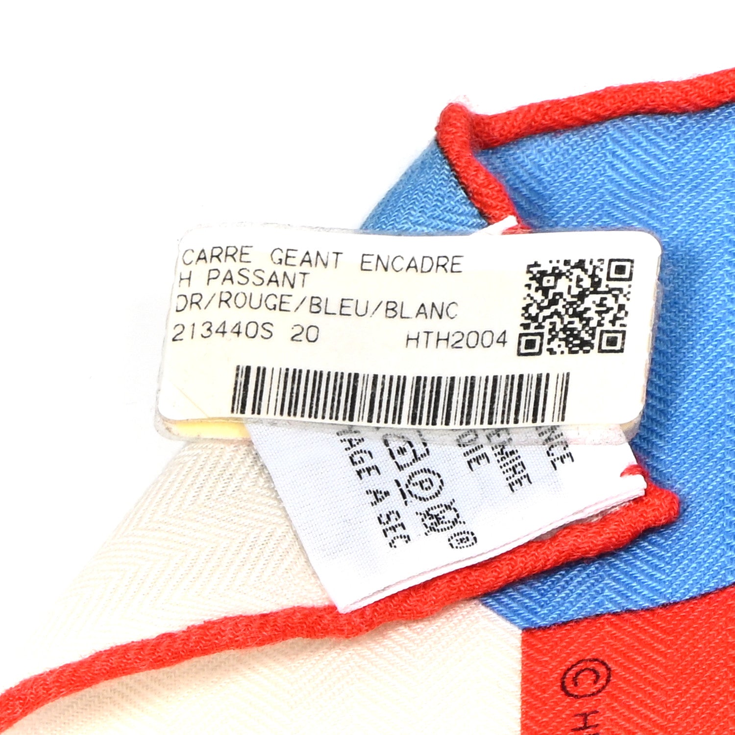 Hermes Cashmere Silk Encadre H Passant Giant Scarf 140 Rouge Bleu White 4 of 4