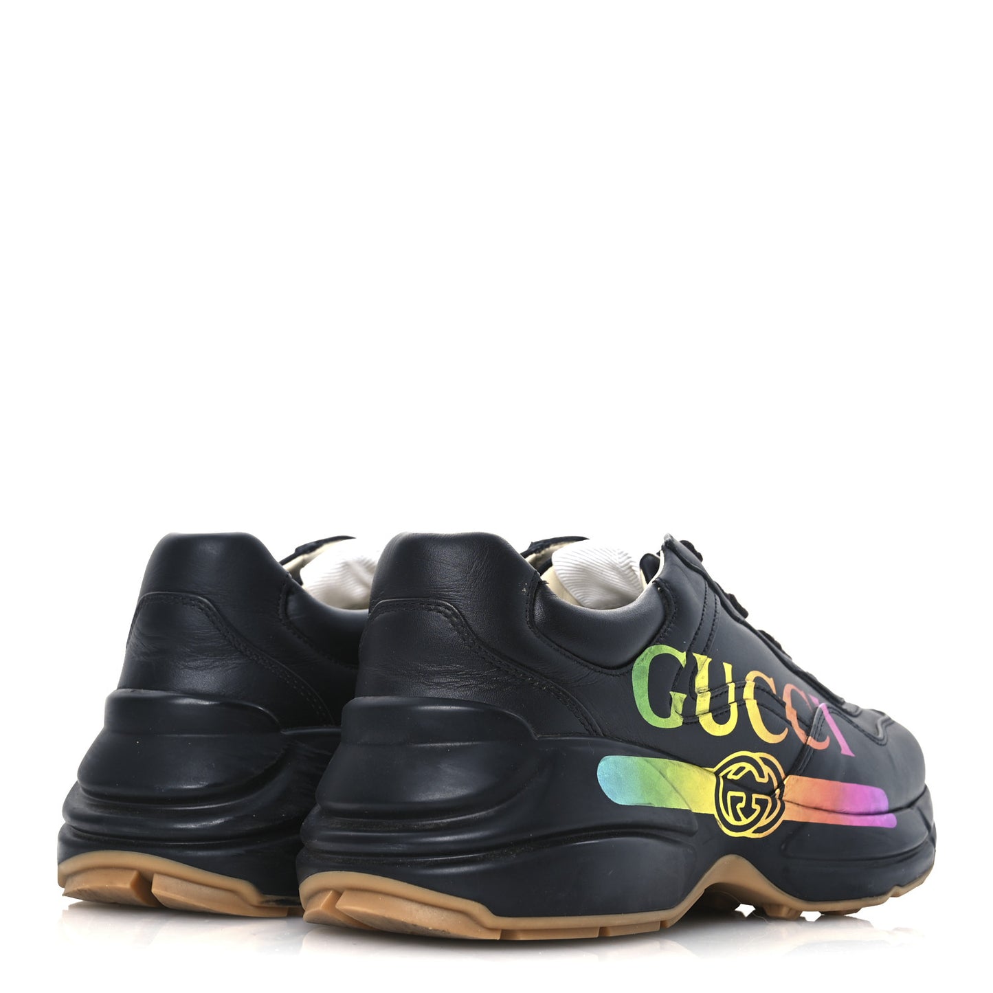 Calfskin Iridescent Logo Womens Rhyton Sneakers 38.5 Black