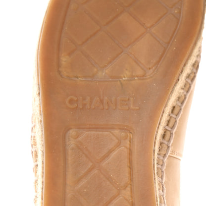 Chanel Lambskin CC Espadrilles 38 Beige Black 8 of 9