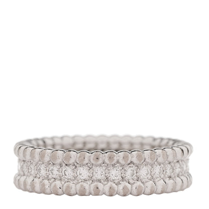 Van Cleef & Arpels 18K White Gold Diamond Perlee 1 Row Ring 56 7.75 3 of 4