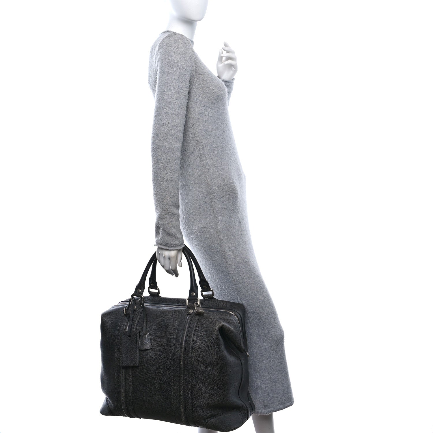 Gucci Pebbled Calfskin Carry On Duffle Grey 2 of 13
