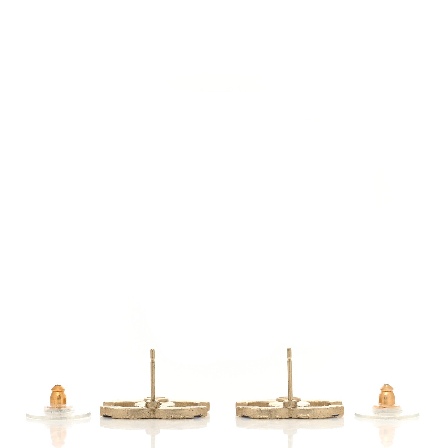 Chanel Resin Striped CC Earrings Blue Gold 3 of 5