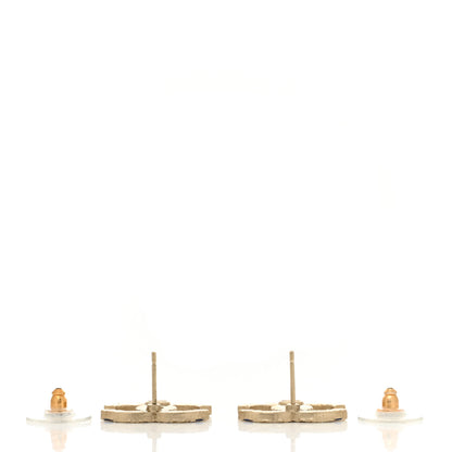 Chanel Resin Striped CC Earrings Blue Gold 3 of 5