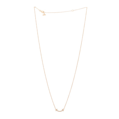 Tiffany 18K Rose Gold Diamond Mini T Smile Pendant Necklace 2 of 8