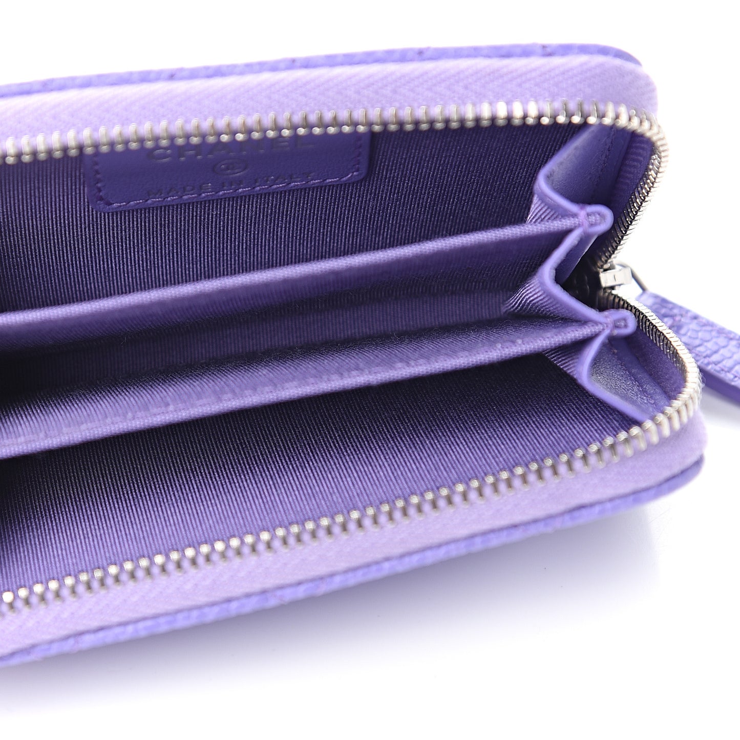 Caviar Quilted Incognito Zip Coin Purse Purple