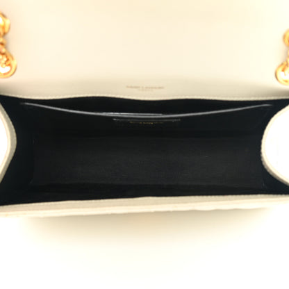 Saint Laurent Grain De Poudre Textured Mixed Matelasse Medium Triquilt Monogram Satchel Crema Soft 5 of 17