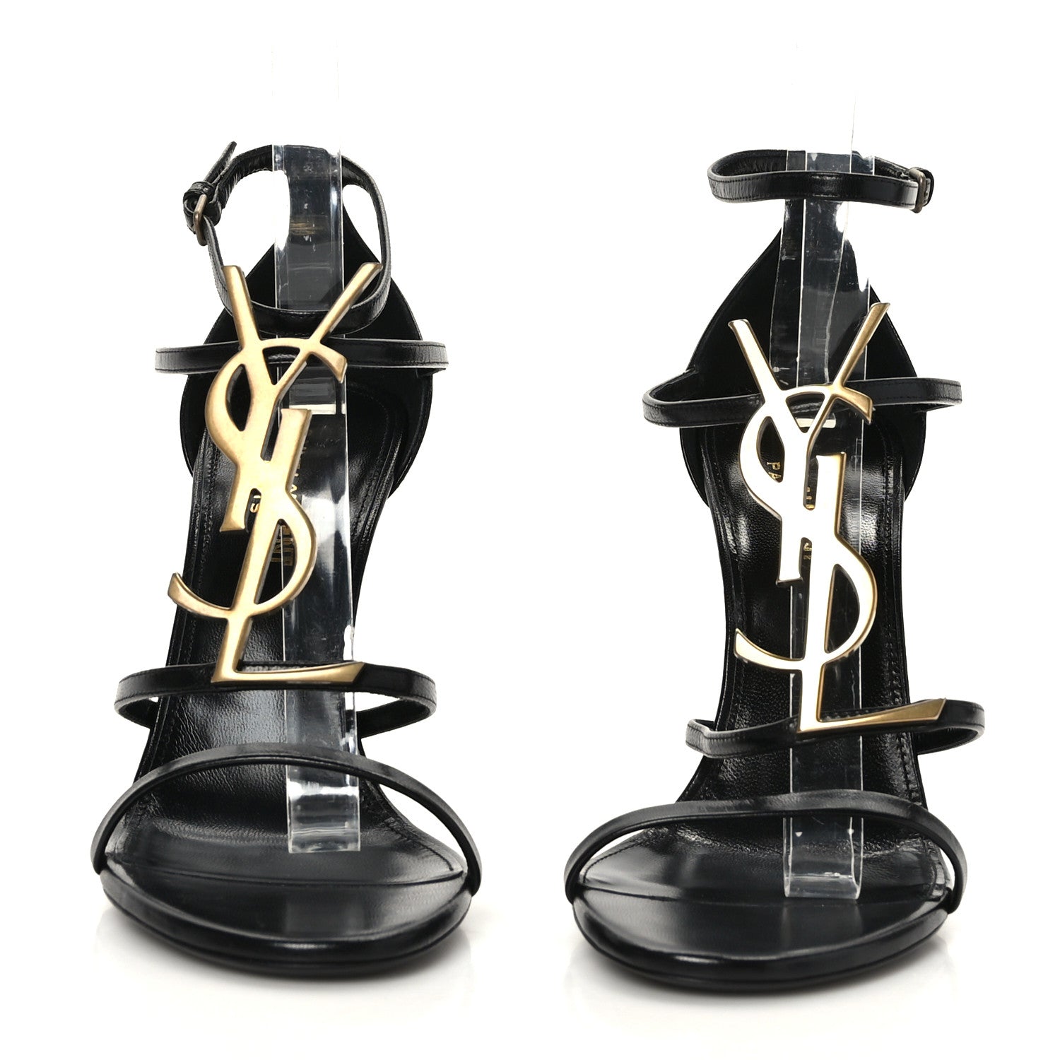 Saint Laurent Calfskin Cassandra 110 Sandals 39 Black Gold 2 of 7