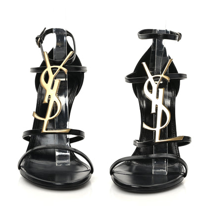 Saint Laurent Calfskin Cassandra 110 Sandals 39 Black Gold 2 of 7