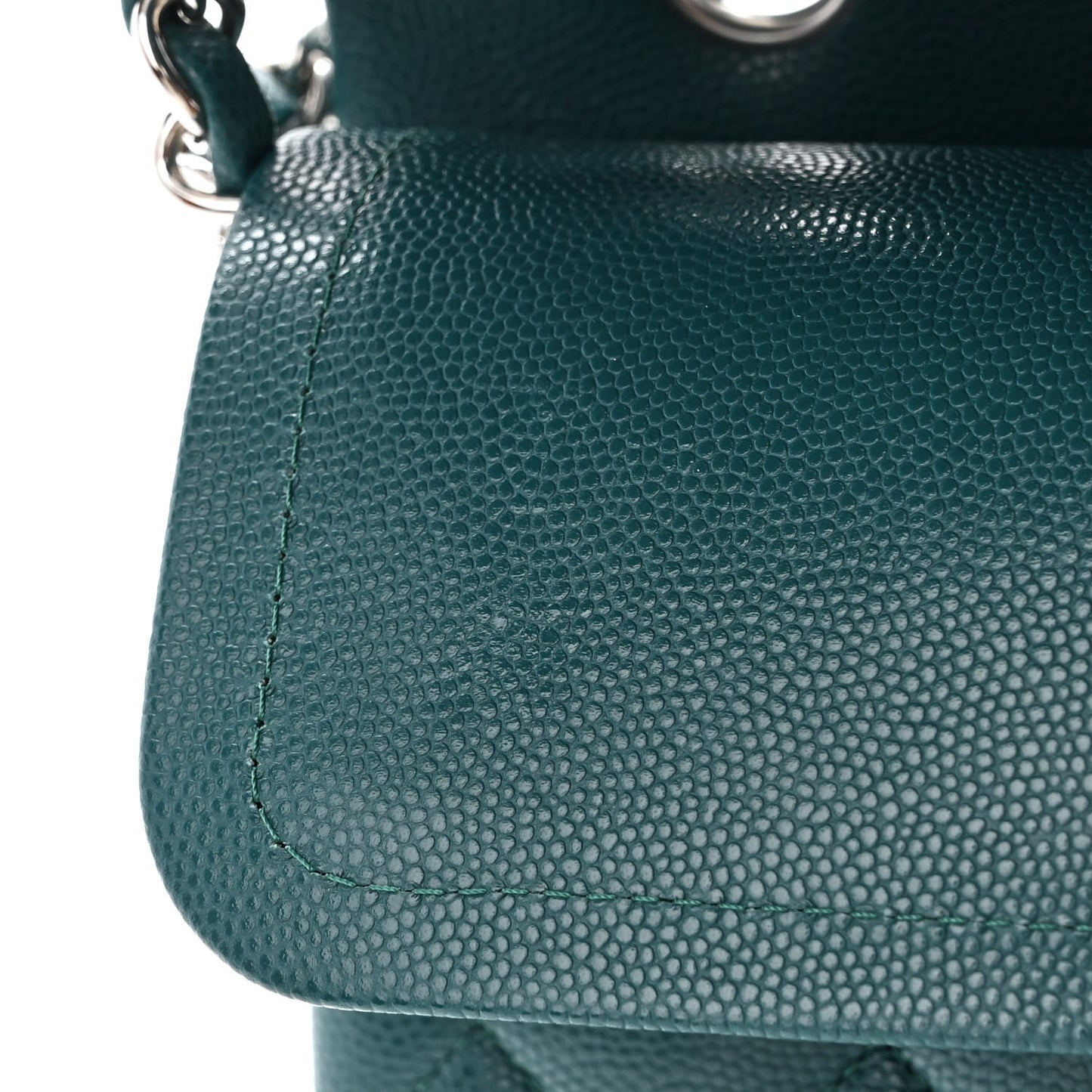 Caviar Quilted Medium Double Flap Dark Turquoise