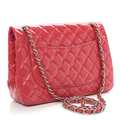 Chanel Patent Quilted Jumbo Double Flap Pink 4 of 10