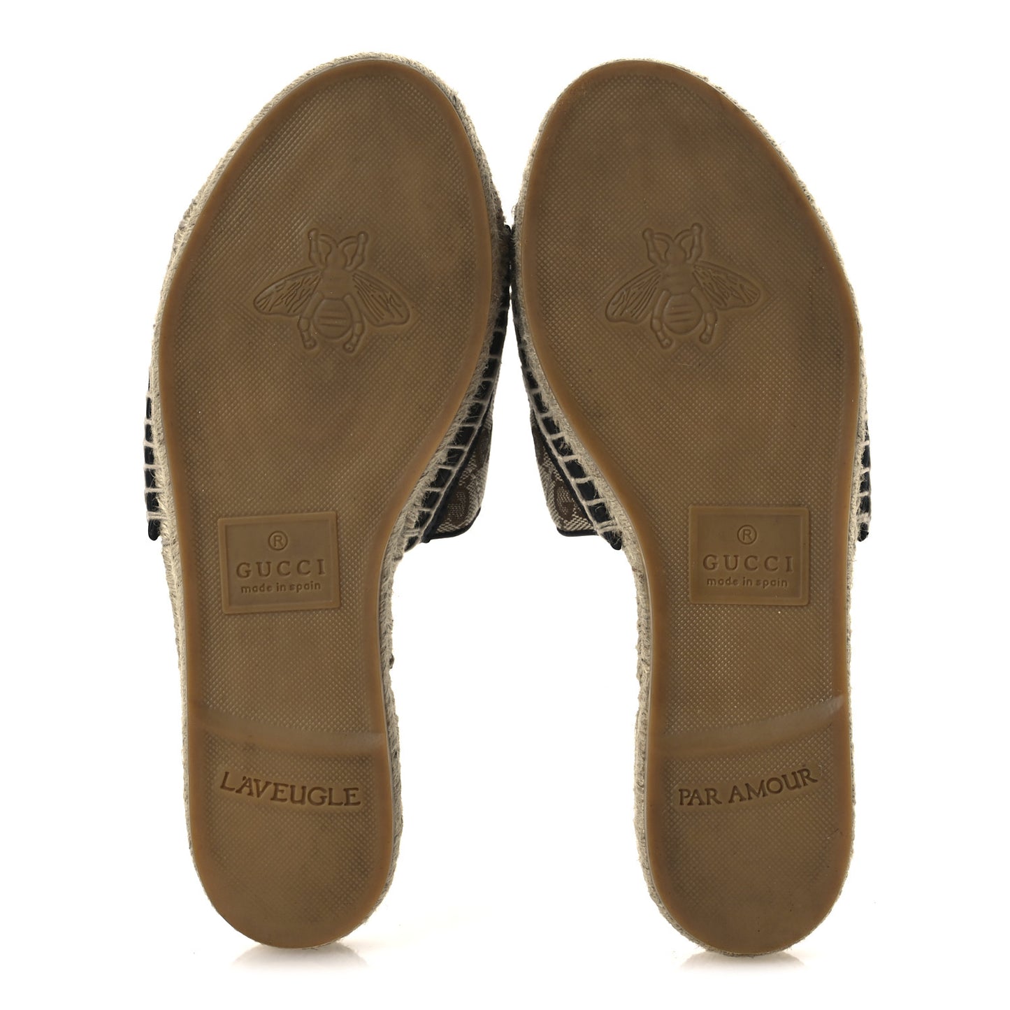 Monogram Matelasse GG Marmont Espadrille 20mm Slide Sandals 37.5 Beige Ebony Black