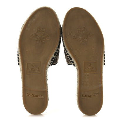Gucci Monogram Matelasse GG Marmont Espadrille 20mm Slide Sandals 37.5 Beige Ebony Black 7 of 14
