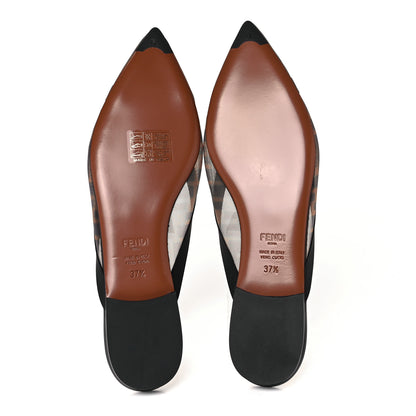 Fendi Technical Mesh Vitello FF Colibri Flat Mules 37.5 Tobacco Moro Black 5 of 8