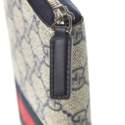 Gucci GG Supreme Monogram Web Zip Around Wallet Beige Blue 8 of 9