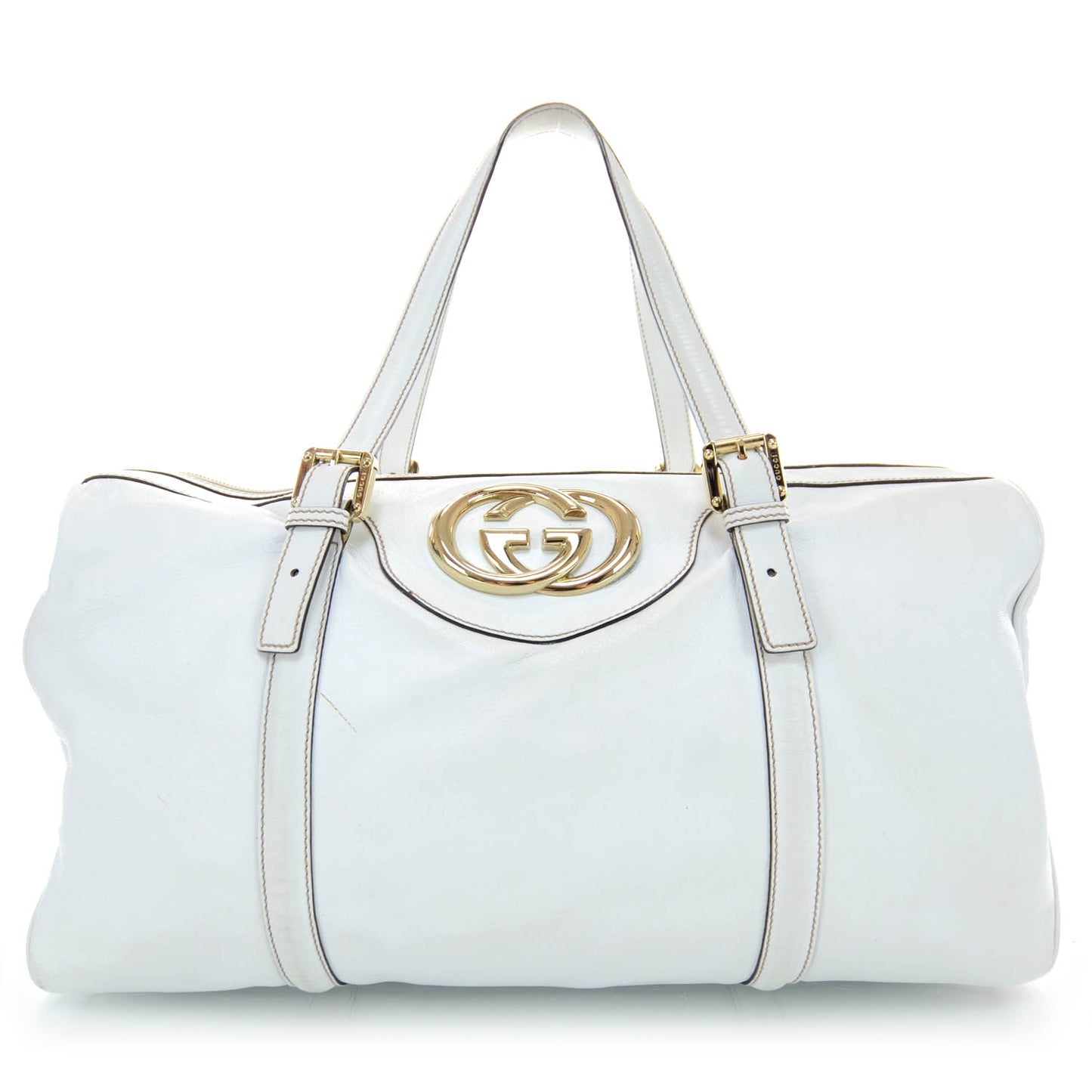 Leather Britt Large Boston White