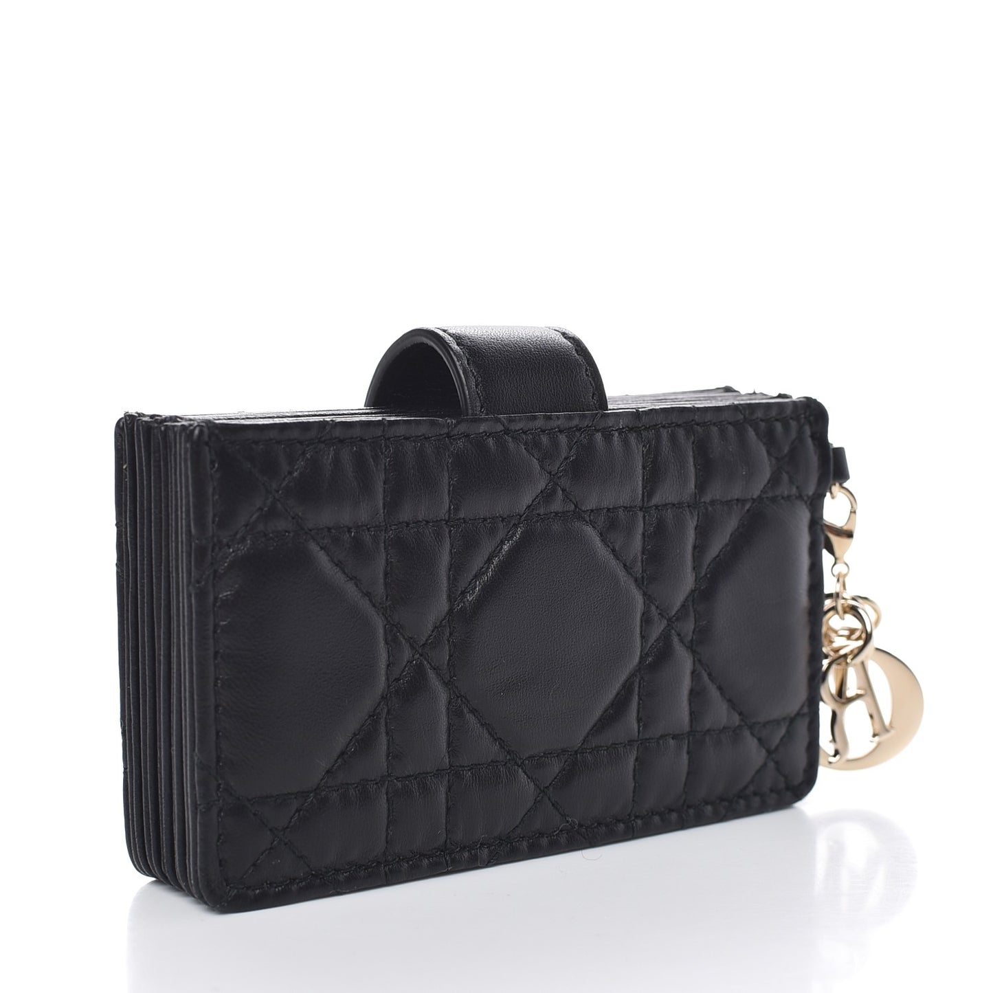 Lambskin Cannage Lady Dior 5-Gusset Card Holder Black