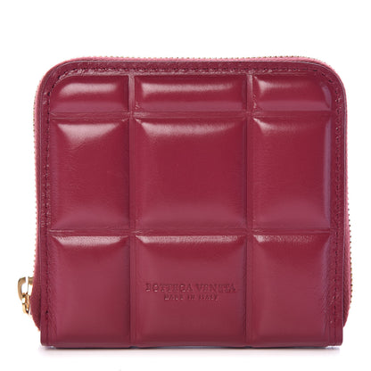 Bottega Veneta BOTTEGA VENETA Calfskin Padded Paper Mini Zip Wallet Amaranto 1 of 8