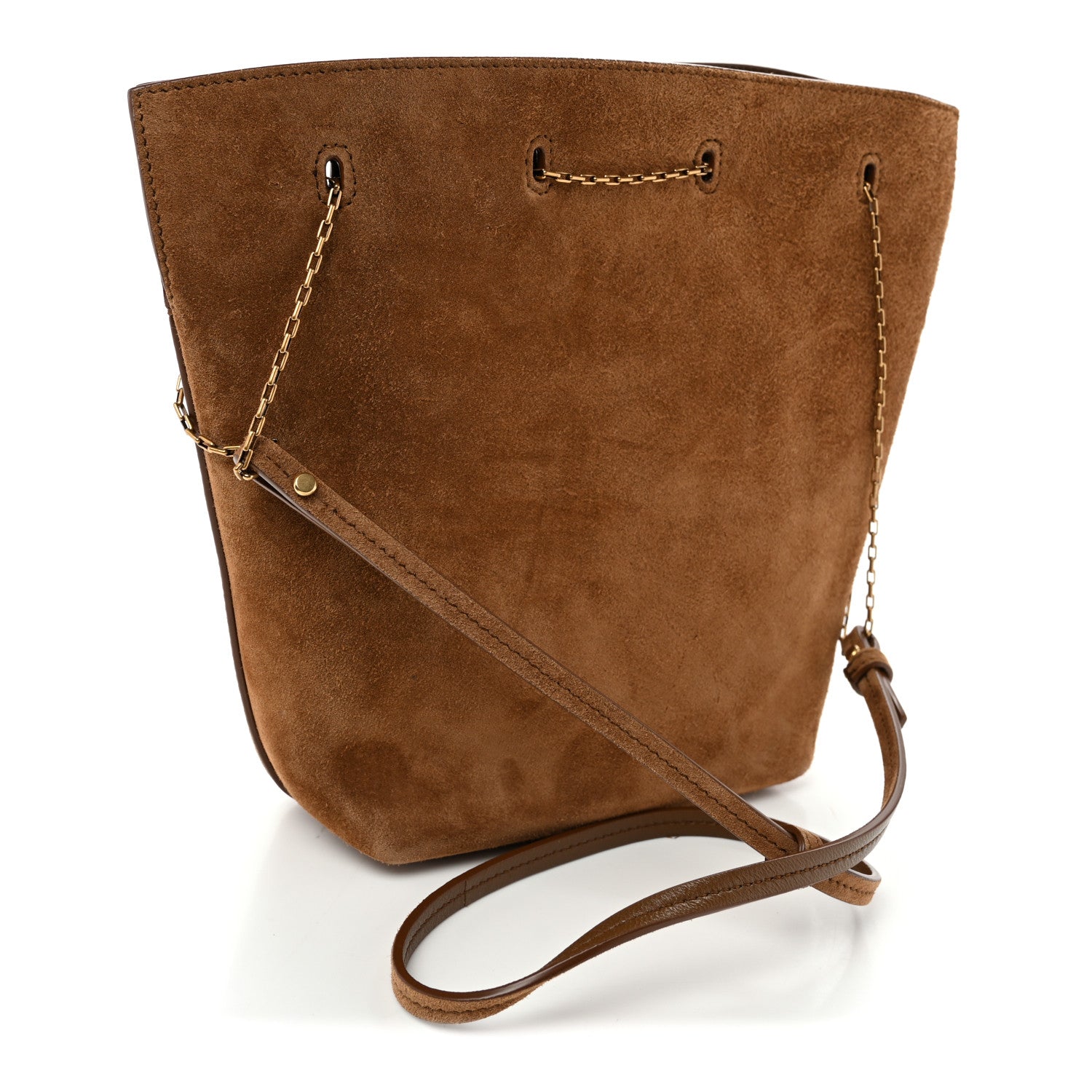 Saint Laurent Suede Pochon Shoulder Bag Caramel Cognac 3 of 9