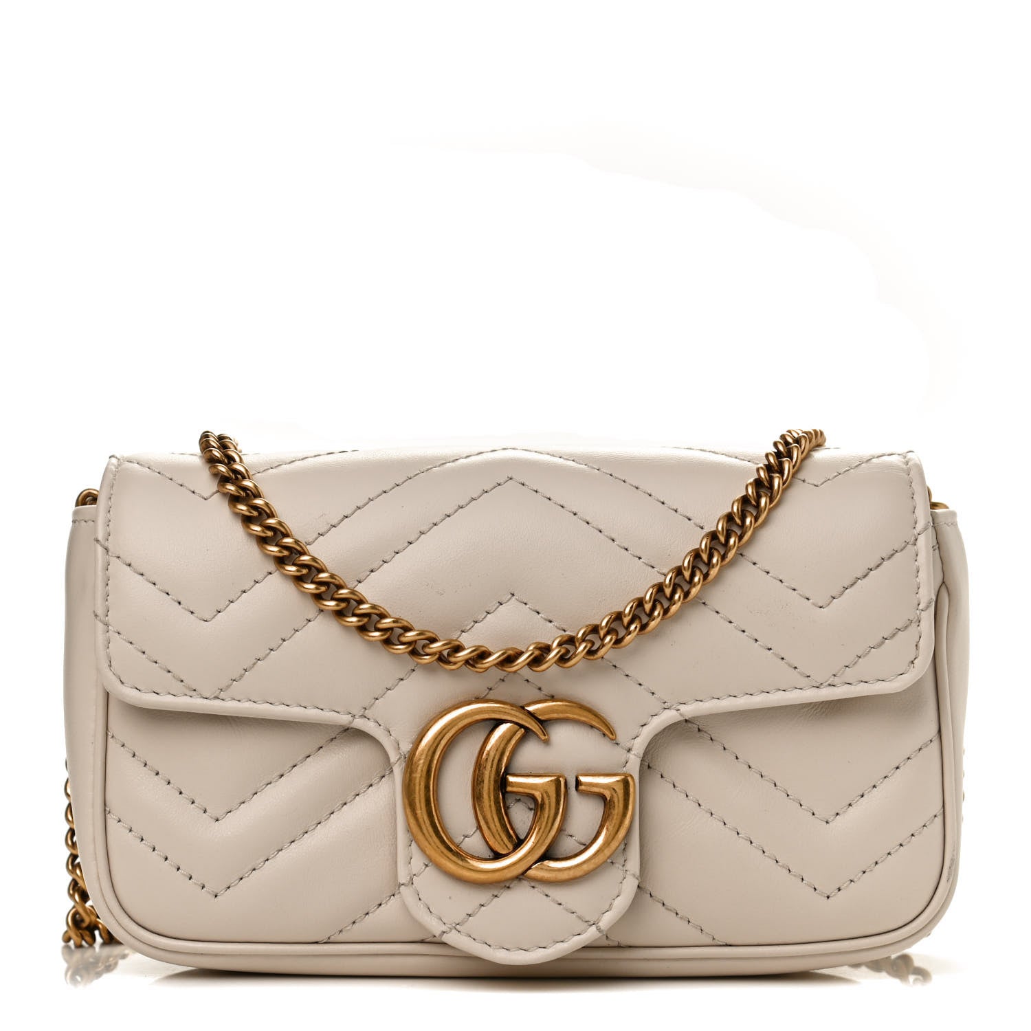 Gucci Calfskin Matelasse Super Mini GG Marmont Shoulder Bag White 1 of 14